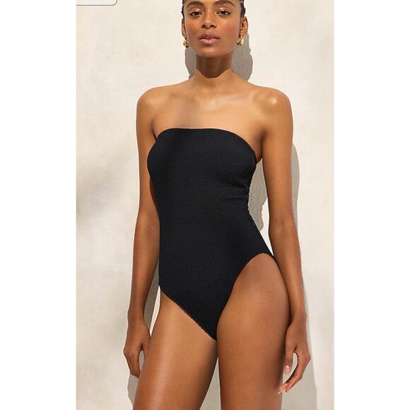 J. CREW 2025 Black Gemma Bandeau Scrunchie One Piece Swimsuit - Picture 1 of 16